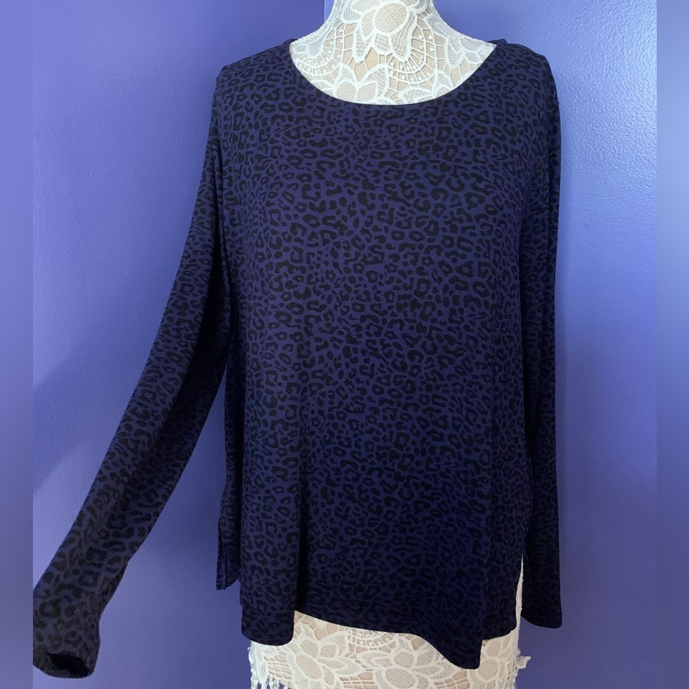EUC Mario Serrani Italy Purple Cheetah Animal Print Sweater Size XL